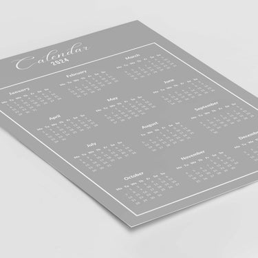 2024 Grey Calendar Poster