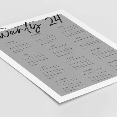 Twenty 24 Grey Calendar Poster