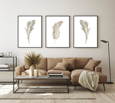 Beige Feather Trio Set - D'Luxe Prints