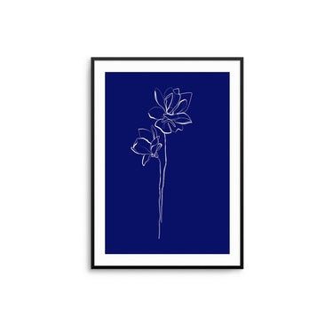 Daffodil Flower Outline - Navy - D'Luxe Prints