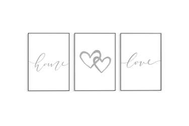 Grey Home | Hearts | Love Trio Set - D'Luxe Prints