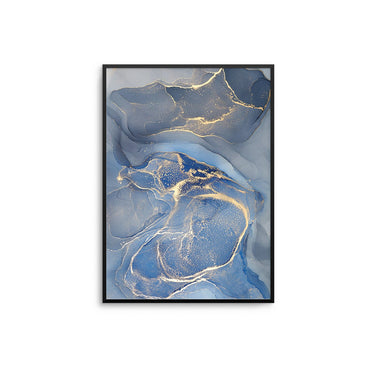 Light Blue Gold Ink Abstract I - D'Luxe Prints