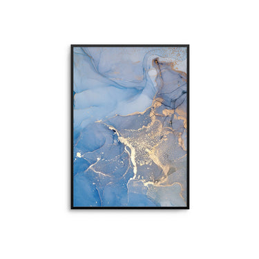 Light Blue Gold Ink Abstract II - D'Luxe Prints