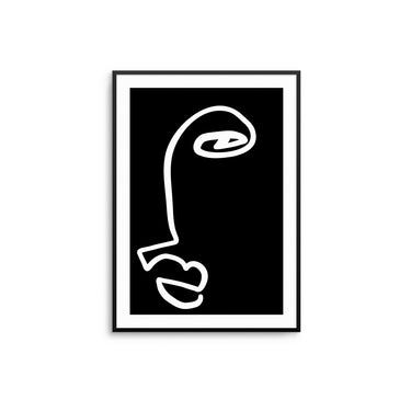 Monochrome Abstract Line Face - D'Luxe Prints