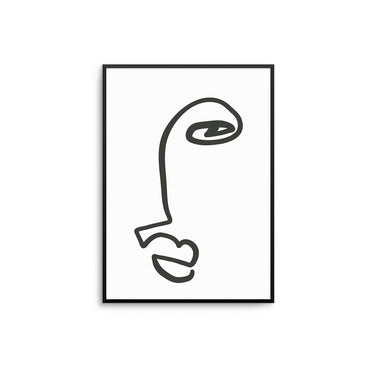 Monochrome Abstract Line Face II - D'Luxe Prints
