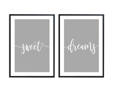 Sweet Dreams II Grey / White Set - D'Luxe Prints