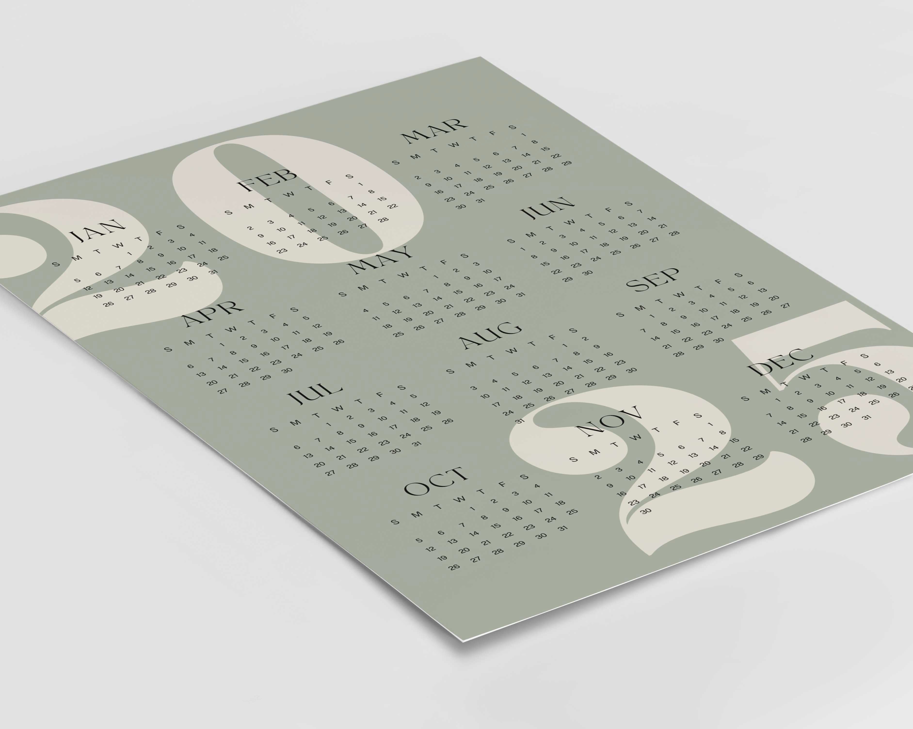 2025 Sage Green Calendar Poster D