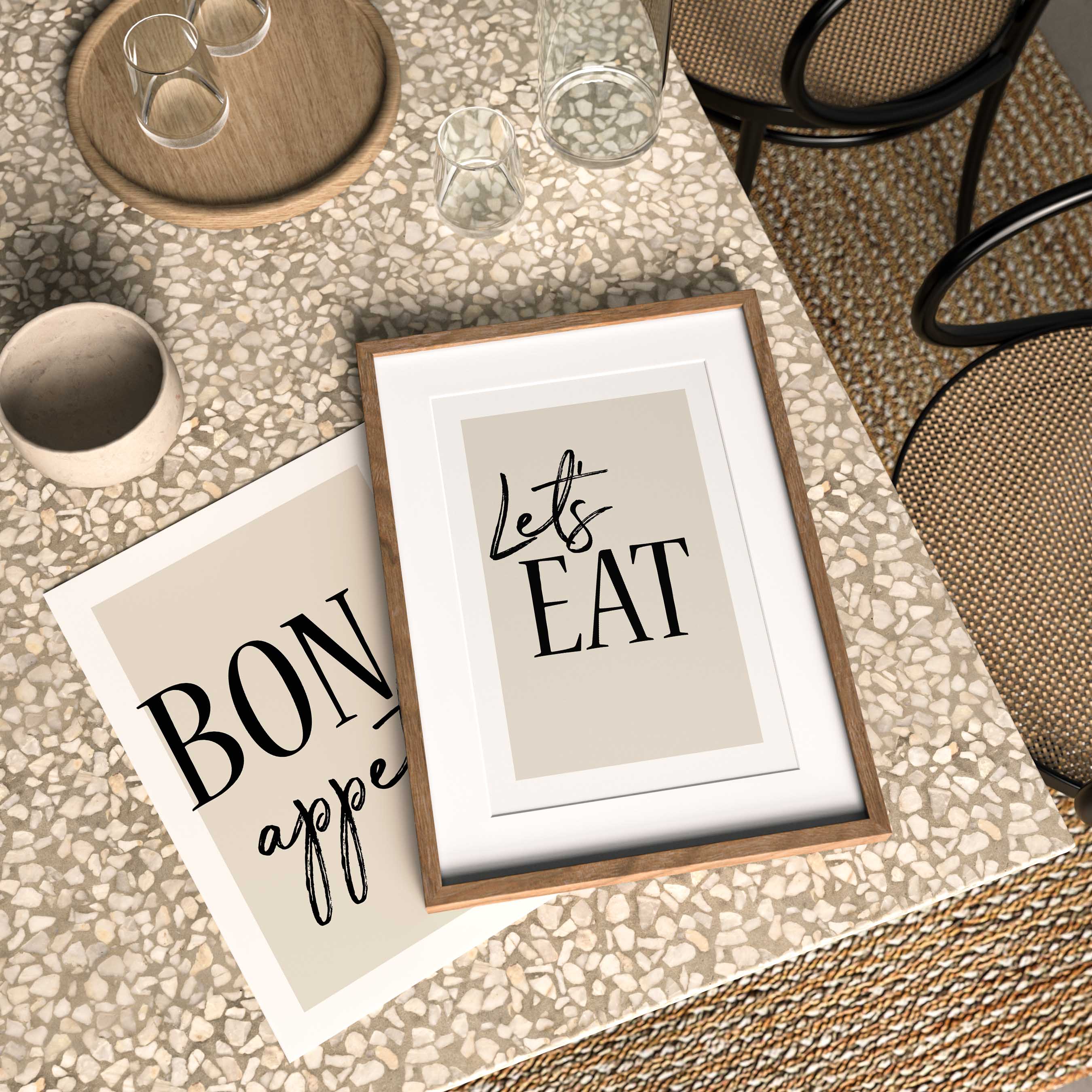 set of 2 bon appetit prints, retro cooking prints,... Bon Appetit | Let's Eat Set of 2 Prints – D'Luxe Prints