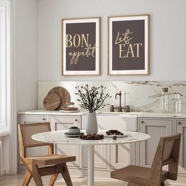 Brown Bon Appetit | Let's Eat Set of 2 Prints