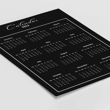 2024 Black Calendar Poster