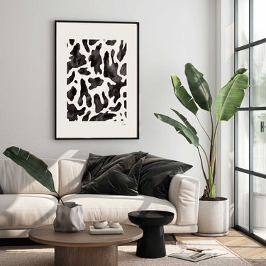 Black Cow Print Print