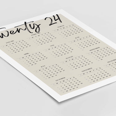 Twenty 24 Beige Calendar Poster