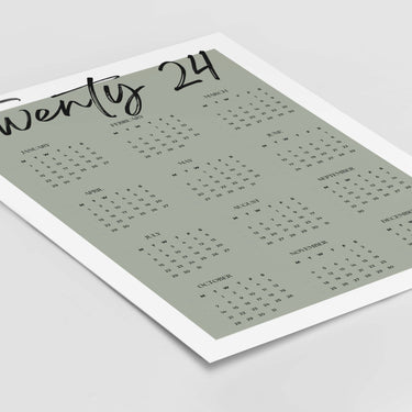 Twenty 24 Green Calendar Poster