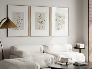 Beige Abstract Woman Set of 3 Prints