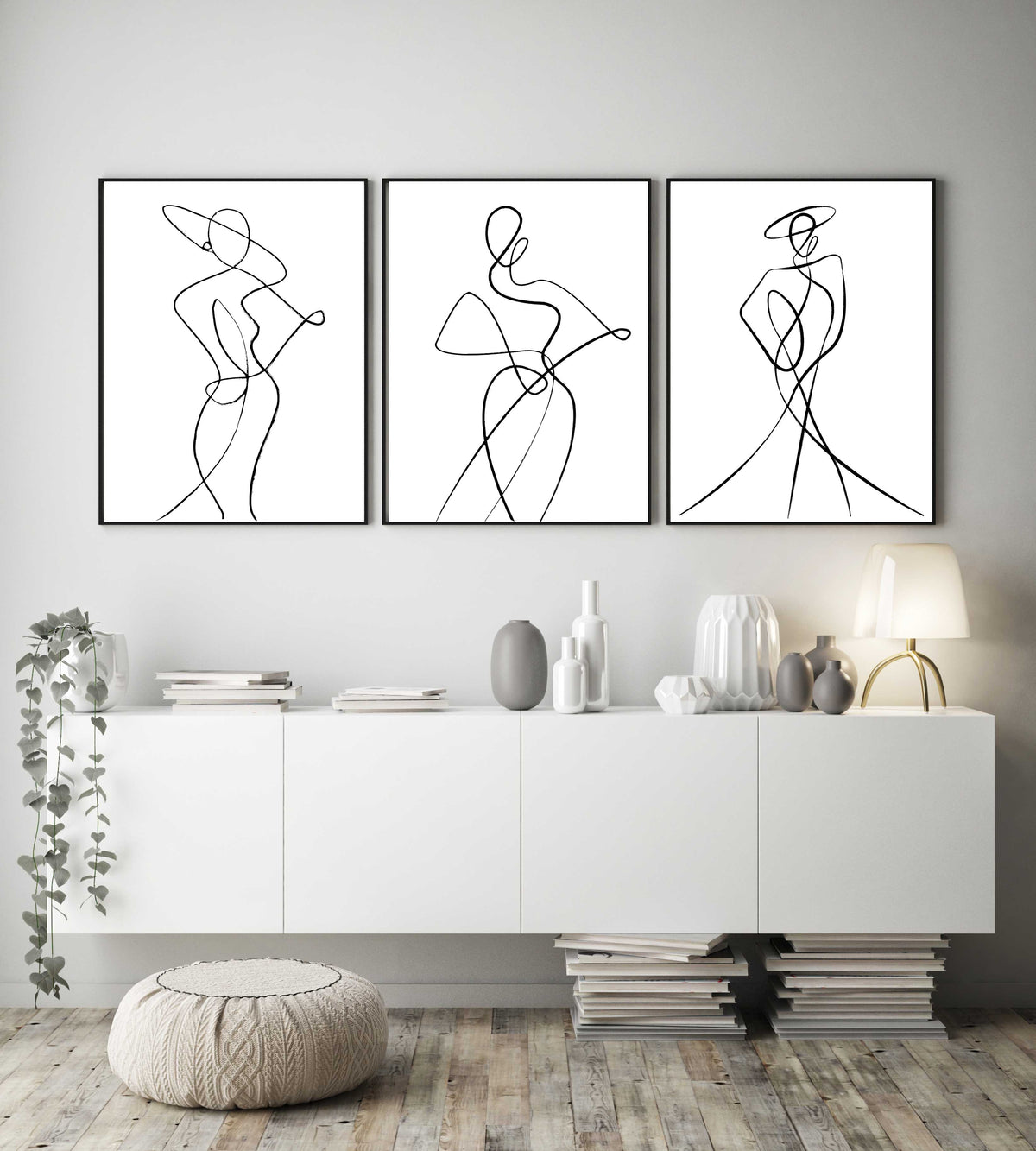 Abstract Woman Line Art Set of 3 Prints – D'Luxe Prints