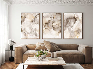 Beige Brown Marble Set of 3 Prints