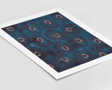 Blue Gold Geode Slices Print
