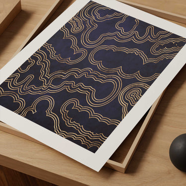Blue Gold Geode Marble Print