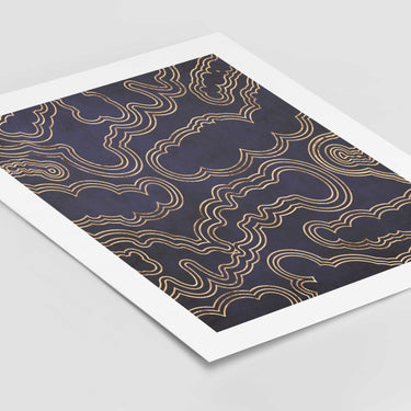Blue Gold Geode Marble Poster