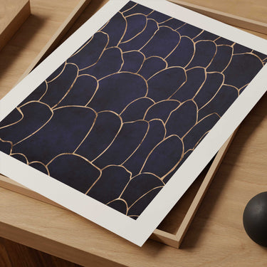 Blue Gold Geode Scallope Poster