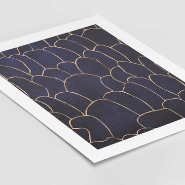 Blue Gold Geode Scallope Poster