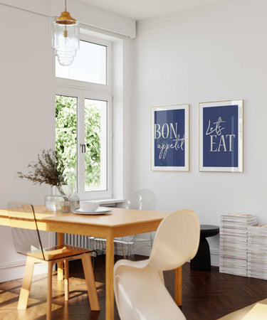 Bon Appetit | Let's Eat Blue Set of 2 Prints