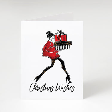 Christmas Wishes Girl & Gifts Greeting Card