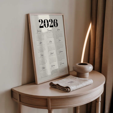 Script 2026 Calendar Print