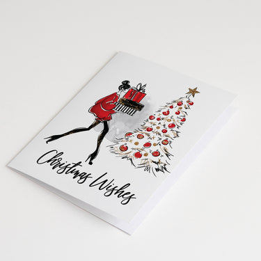 Christmas Wishes Girl & Tree Greeting Card II