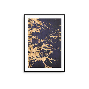 Blue Gold Marble Poster