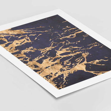 Blue Gold Marble Poster