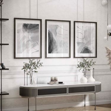 Grey Modern Abstract Trio Set