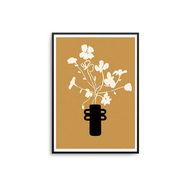 Orange Mono Flowers Poster