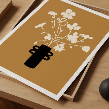 Orange Mono Flowers Print