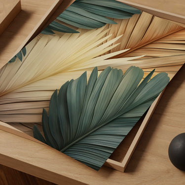 Green &  Beige Palms Print