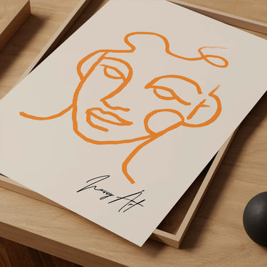 Orange Abstract Face Print