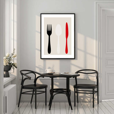 Red & Black Cutlery Print