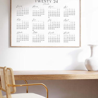 Twenty 24 White Calendar Poster