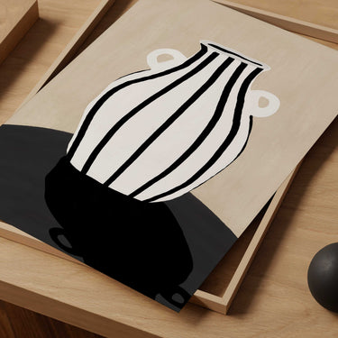 Striped White Vase Print