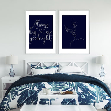 Always Kiss Me Goodnight - Navy - D'Luxe Prints