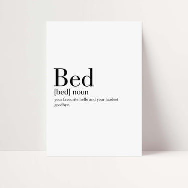 Bed Noun Definition Poster - D'Luxe Prints