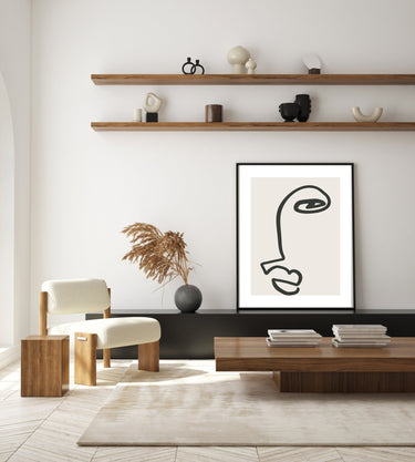 Beige Abstract Line Face - D'Luxe Prints