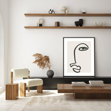 Beige Abstract Line Face - D'Luxe Prints