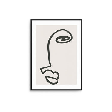 Beige Abstract Line Face - D'Luxe Prints