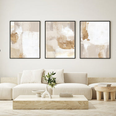 Beige and Gold Abstract Trio Set - D'Luxe Prints