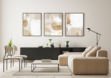 Beige and Gold Abstract Trio Set - D'Luxe Prints