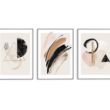 Beige Gold Abstract Trio Set - D'Luxe Prints