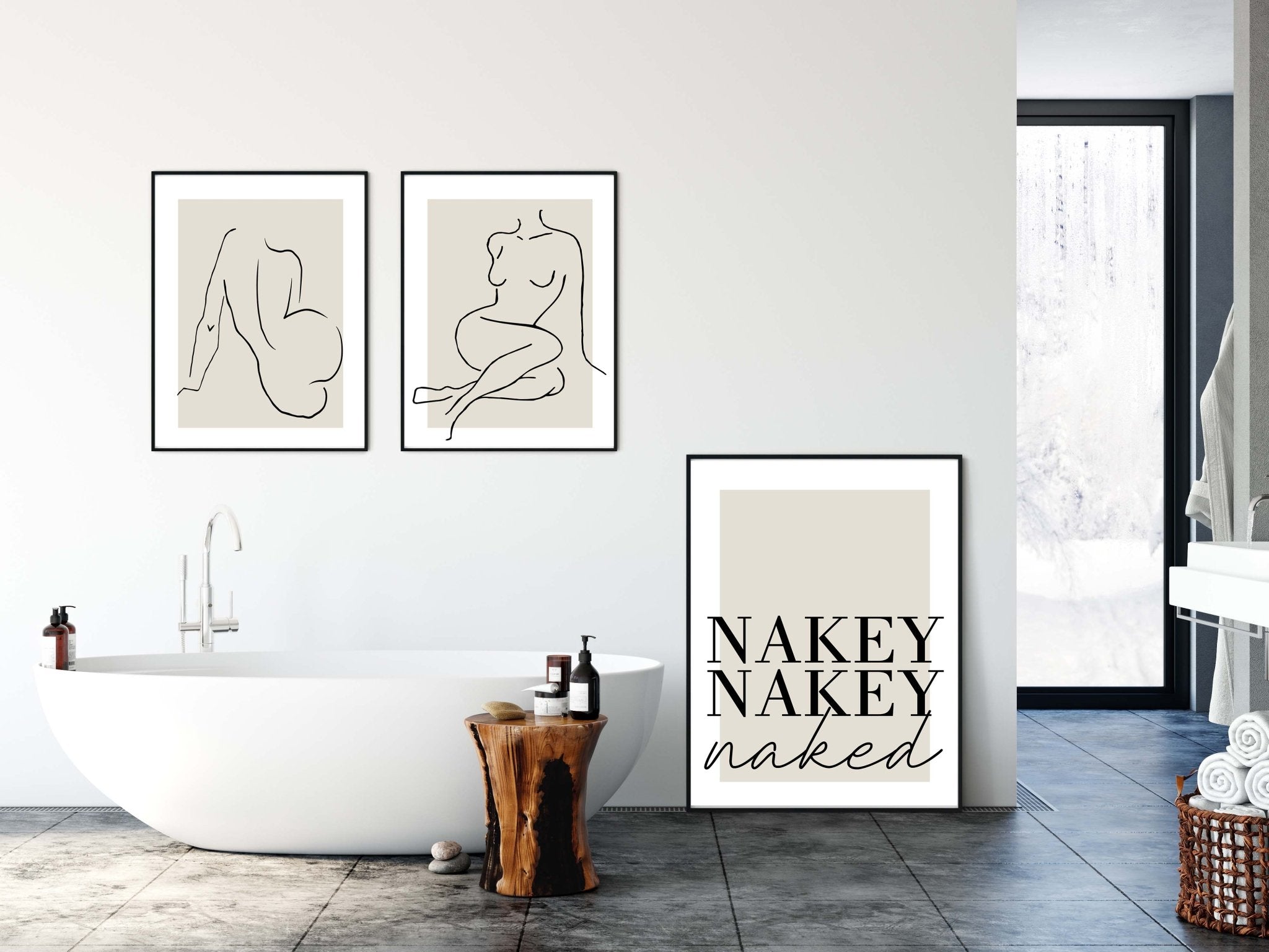 Beige Naked Lines II Poster - D'Luxe Prints