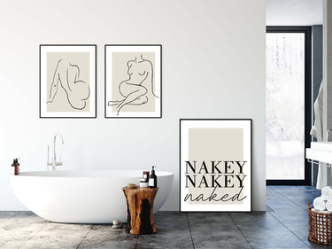Beige Naked Lines Poster - D'Luxe Prints