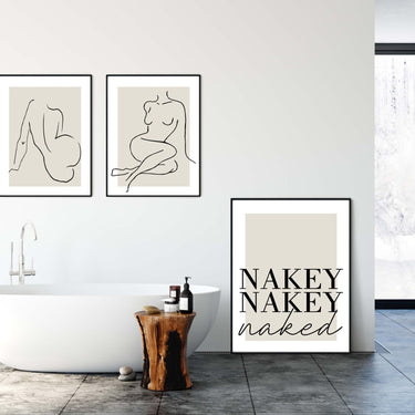 Beige Naked Lines Poster - D'Luxe Prints